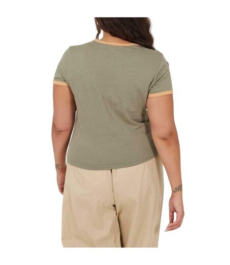 T-shirt Motif/style Ringer Femme Kaki Marron Clair Brave Soul