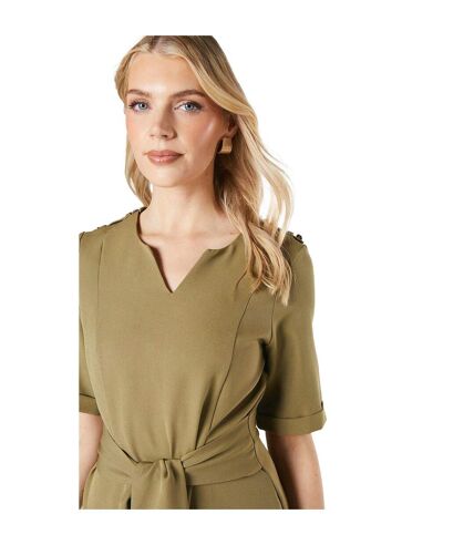 Womens/ladies utility midi dress olive Principles