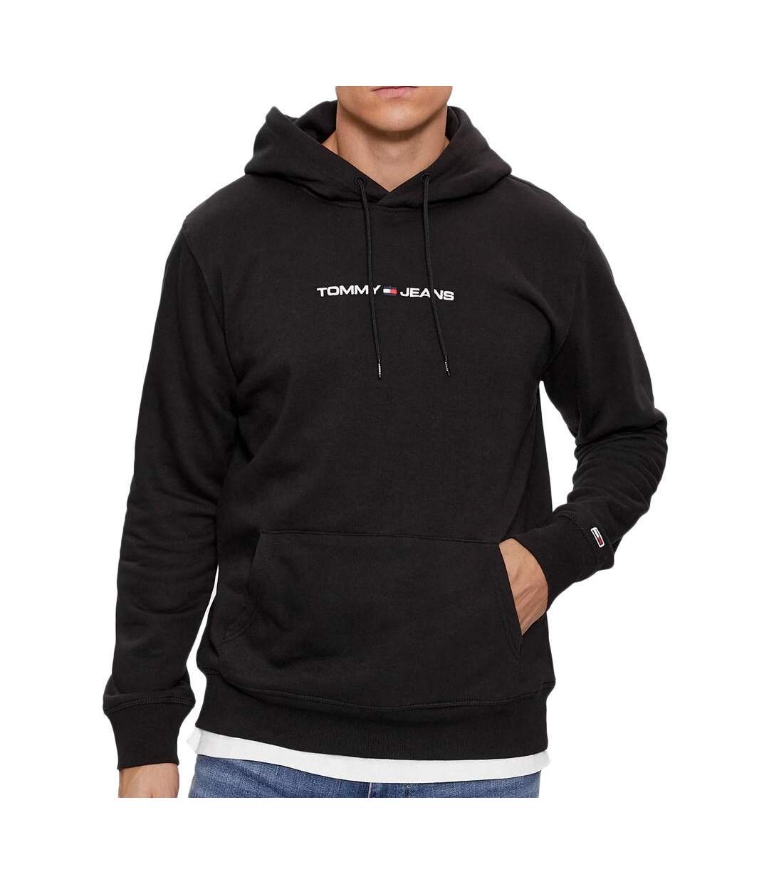 Sweat à Capuche Noir Homme Tommy Hilfiger Linear - S-1