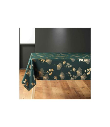 Nappe Imprimé Métallisé Bloomy 150x300cm Vert & Or