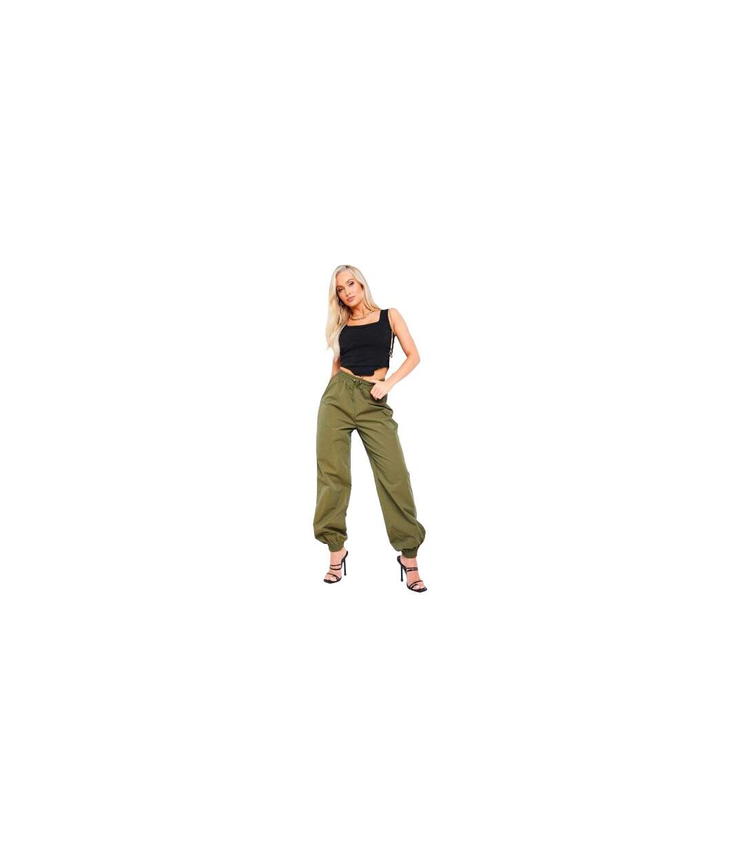 Womens/ladies Toggle Waist Cargo Trousers Khaki Green Missy Empire-1