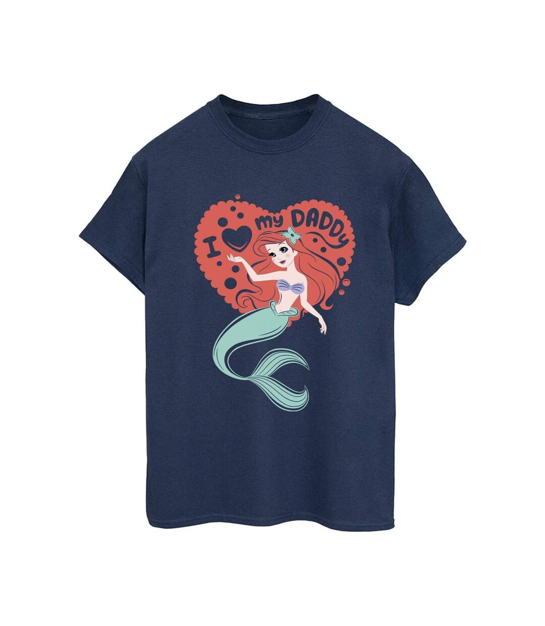 Disney Femme/Ladies The Little Mermaid Love Daddy Cotton Boyfriend T-Shirt (Bleu marine) - UTBI30984-1