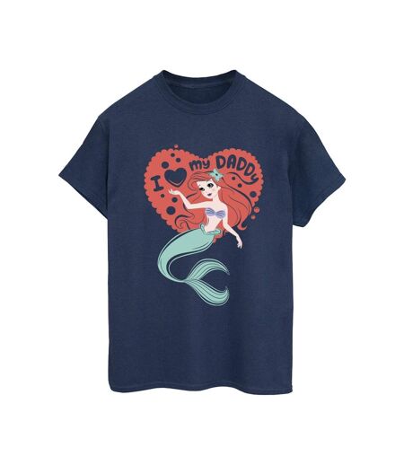 Disney Femme/Ladies The Little Mermaid Love Daddy Cotton Boyfriend T-Shirt (Bleu marine) - UTBI30984