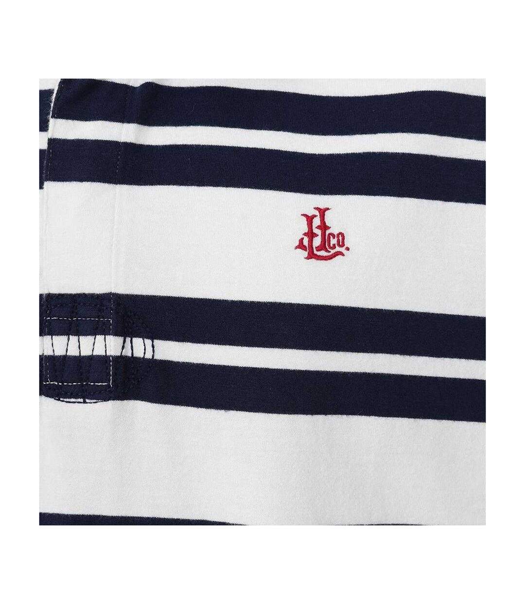Polo Manches Courtes Rugby Motif/style Rayures Étroites Homme Blanc Lazy Jacks-3