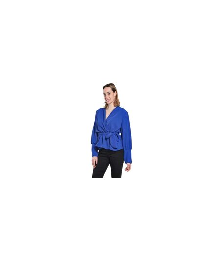Womens/ladies Wrap Peplum Bishop Wrap Top Cobalt Be You