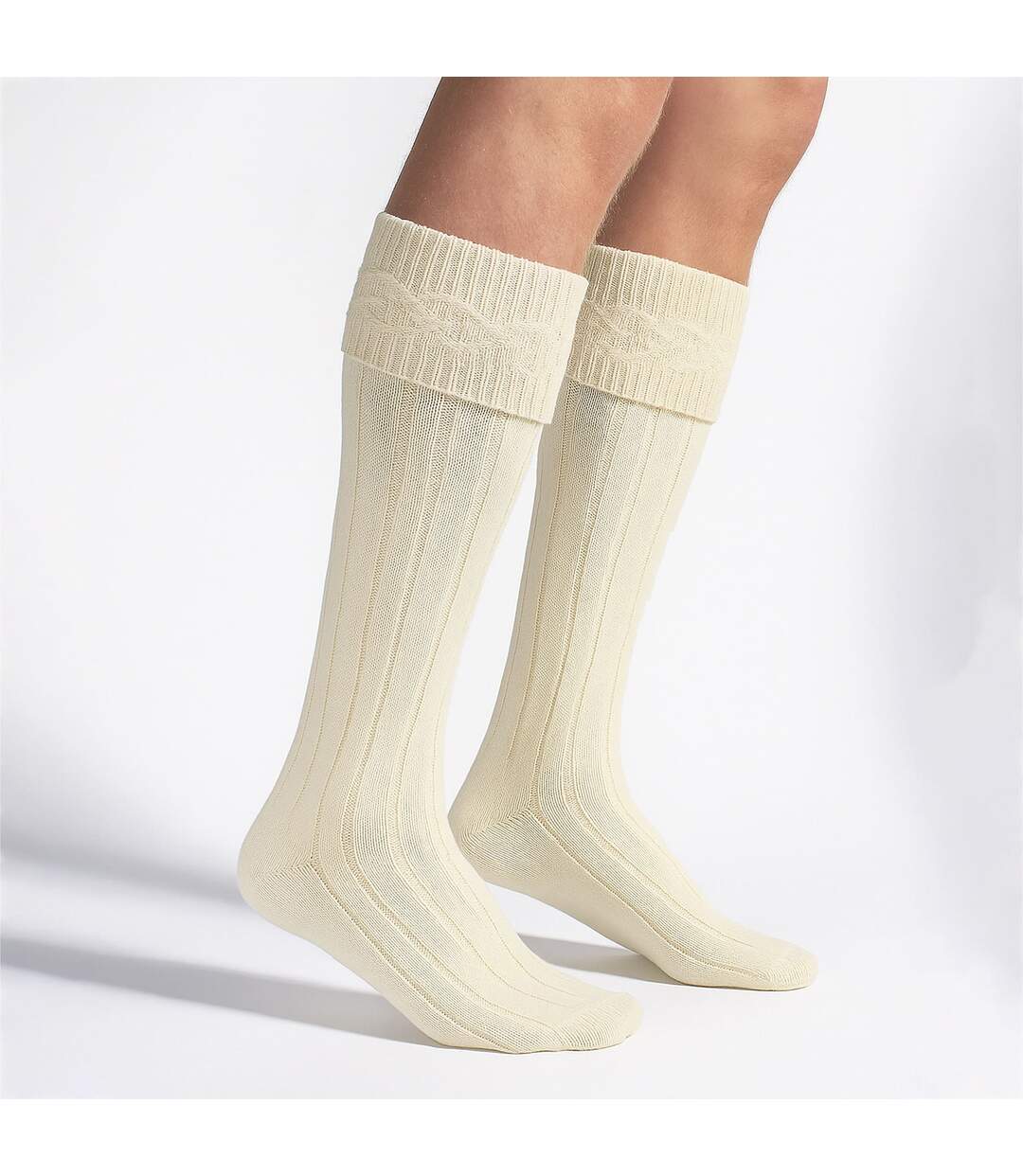 3 Pack Mens Wool Kilt Socks | Knee High Ribbed Turnover Cuff Warm Socks-5