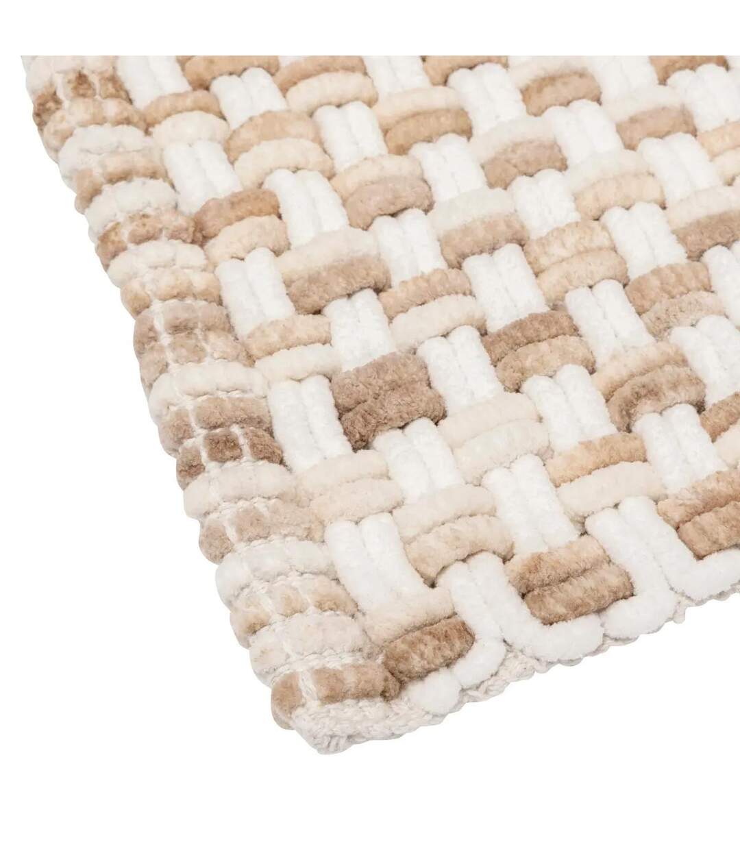 Tapis de Bain Tressé en Coton Dégradé 50x75cm Taupe-2