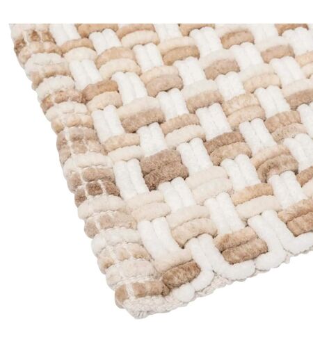 Tapis de Bain Tressé en Coton Dégradé 50x75cm Taupe
