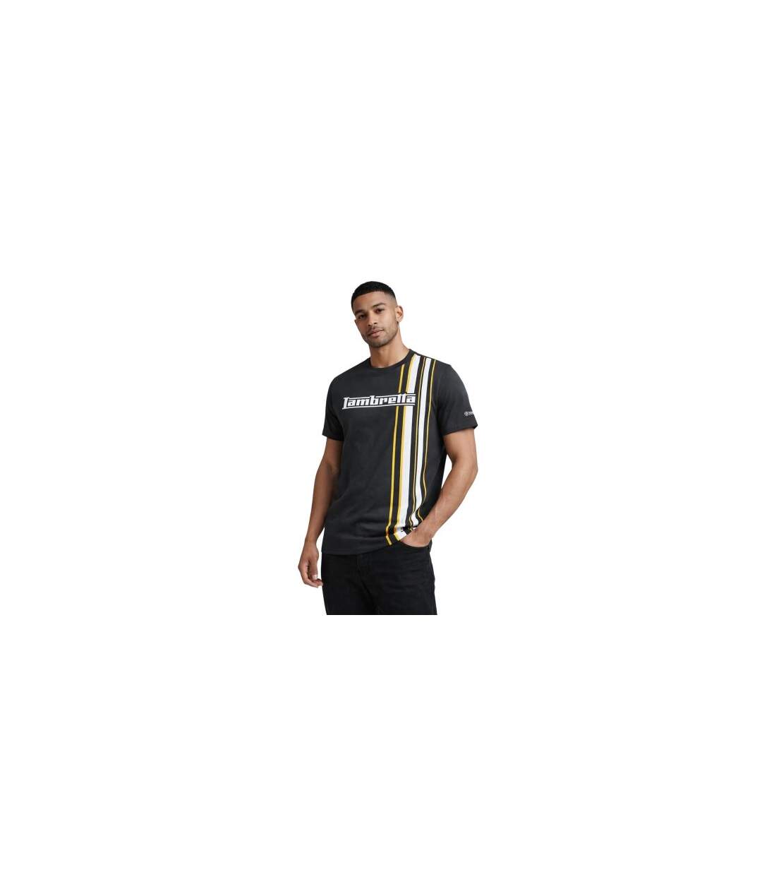 T-shirt Motif/style Rayure De Course Homme Gris Jaune Or Lambretta-1