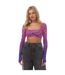 Haut court manches longues femme rose / bleu Off White-4
