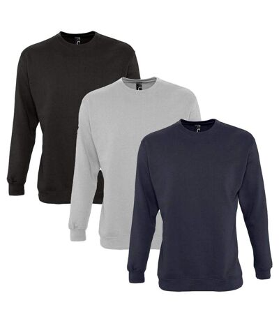 Lot 3 sweat-shirts noir - bleu marine - gris chiné