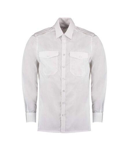 Kustom Kit Mens Long-Sleeved Pilot Shirt (White) - UTPC6008