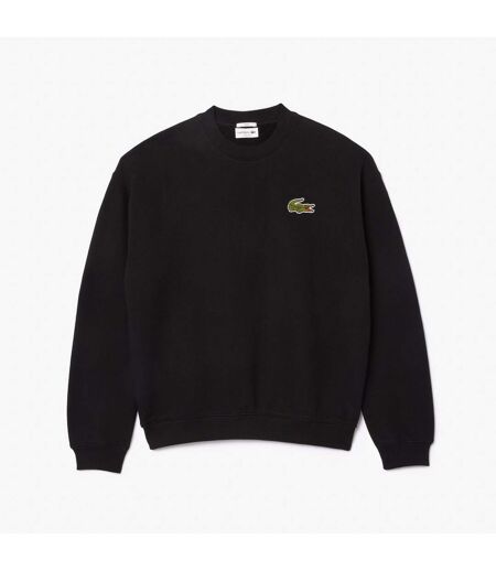 Unisex Adult Accent Badge Fleece Loose Fit Sweatshirt Black Lacoste