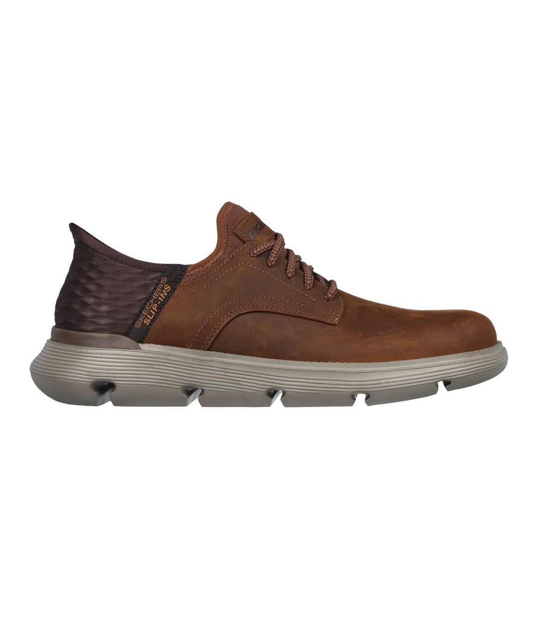 Mens Garza Gervin Leather Oxford Shoes Dark Brown Skechers-3