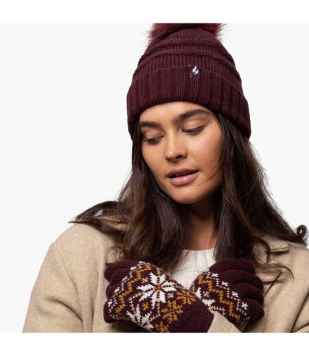Ladies Zig Zag Turnover Thermal Pom Pom Hat for Winter