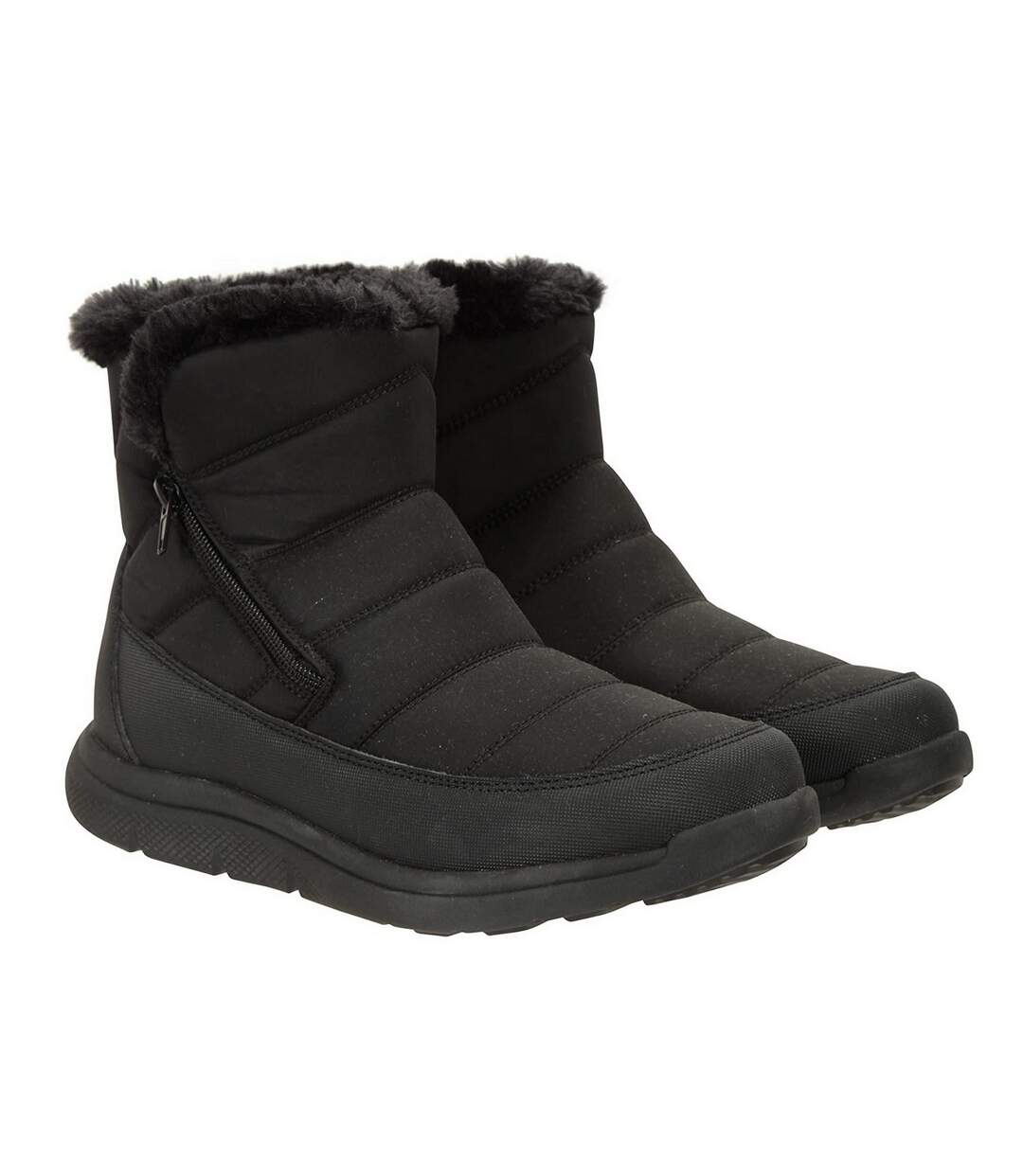 Womens/ladies Boston Fleece Lined Snow Boots Black Mountain Warehouse-1