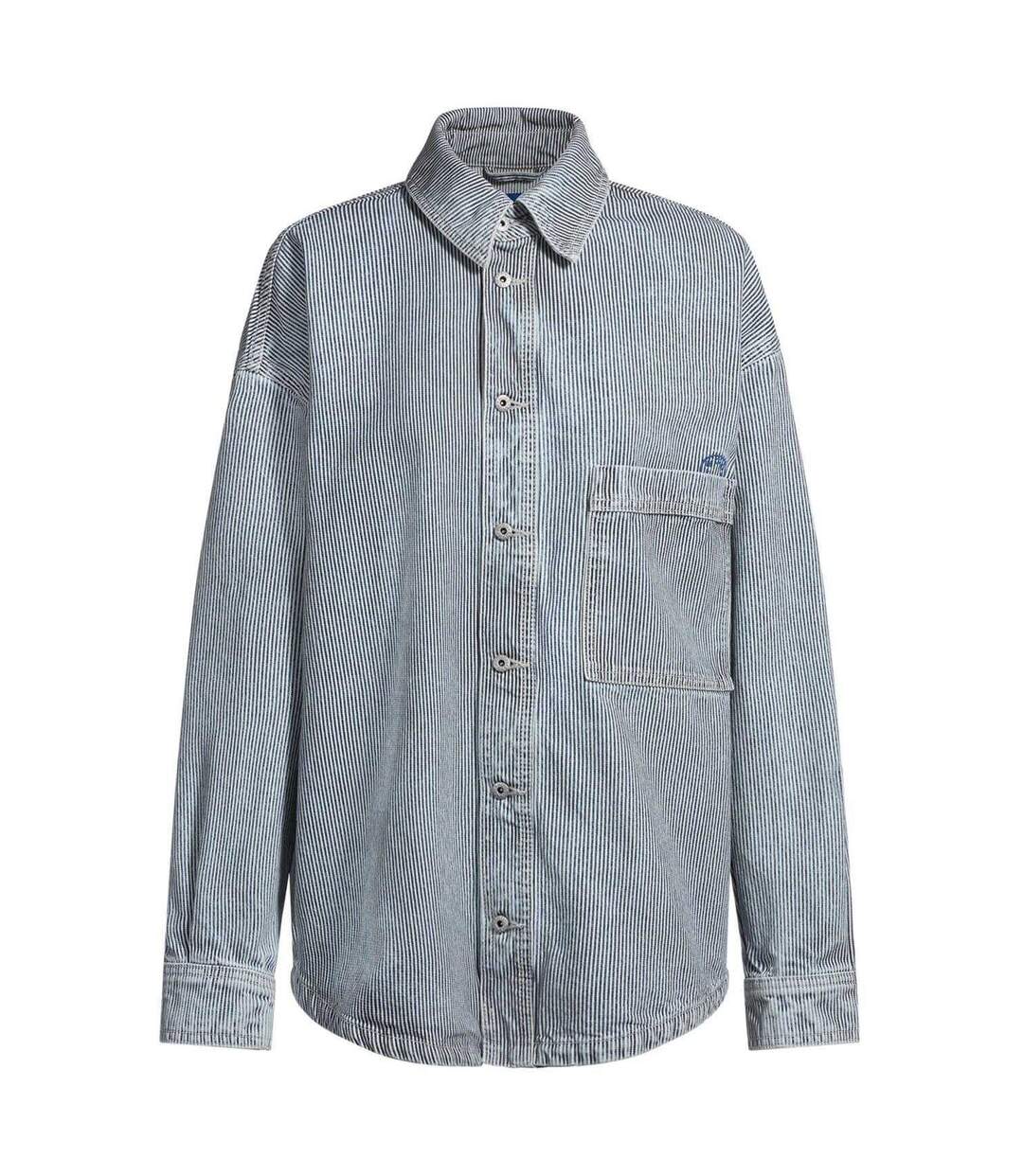 Mens Pinstripe Relaxed Fit Shirt Bright Blue Hugo-2