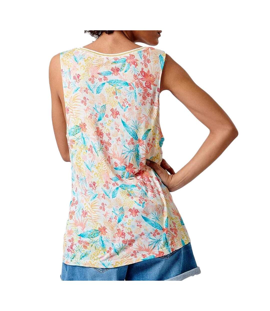 Débardeur blanc à fleurs femme kaporal freda-2