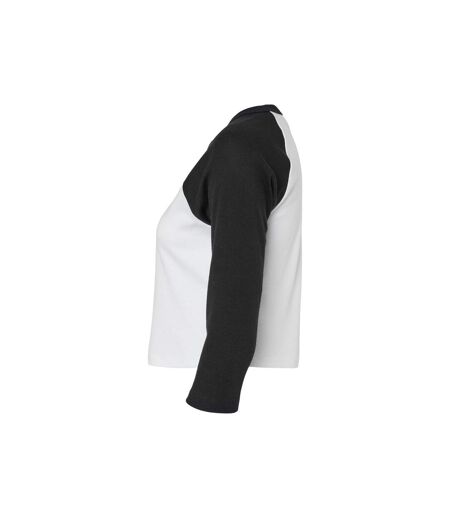 T-shirt Manches ¾ Femme Blanc Noir Bella + Canvas
