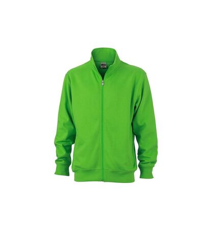 James and Nicholson Unisex Workwear Sweat Jacket (Lime Green) - UTFU739