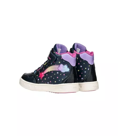 Basket Montante à Lacets Geox Enfant Skylin Girl Synt.Lea+Pea