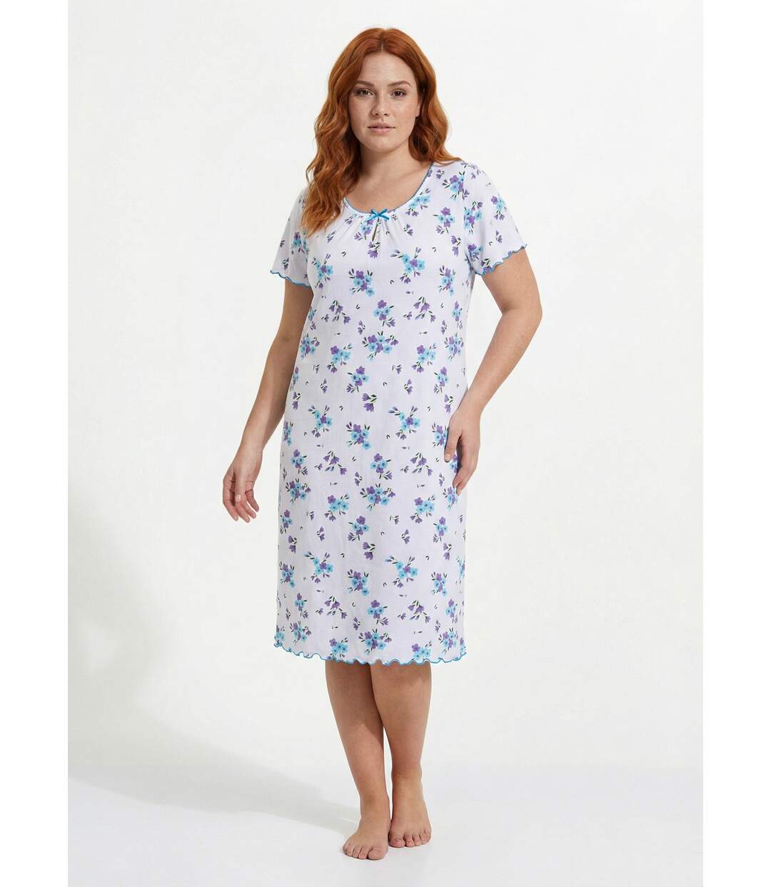 Chemise de nuit coton manches courtes-1
