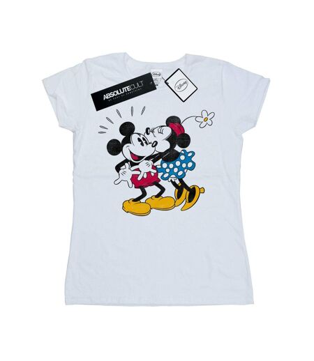 Disney T-shirt en coton Mickey et Minnie Kiss - Femmes/Dames (Blanc) - UTBI30881