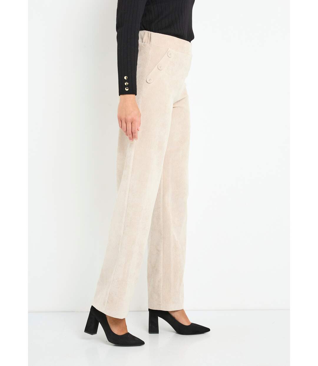 Pantalon large velours milleraies-3