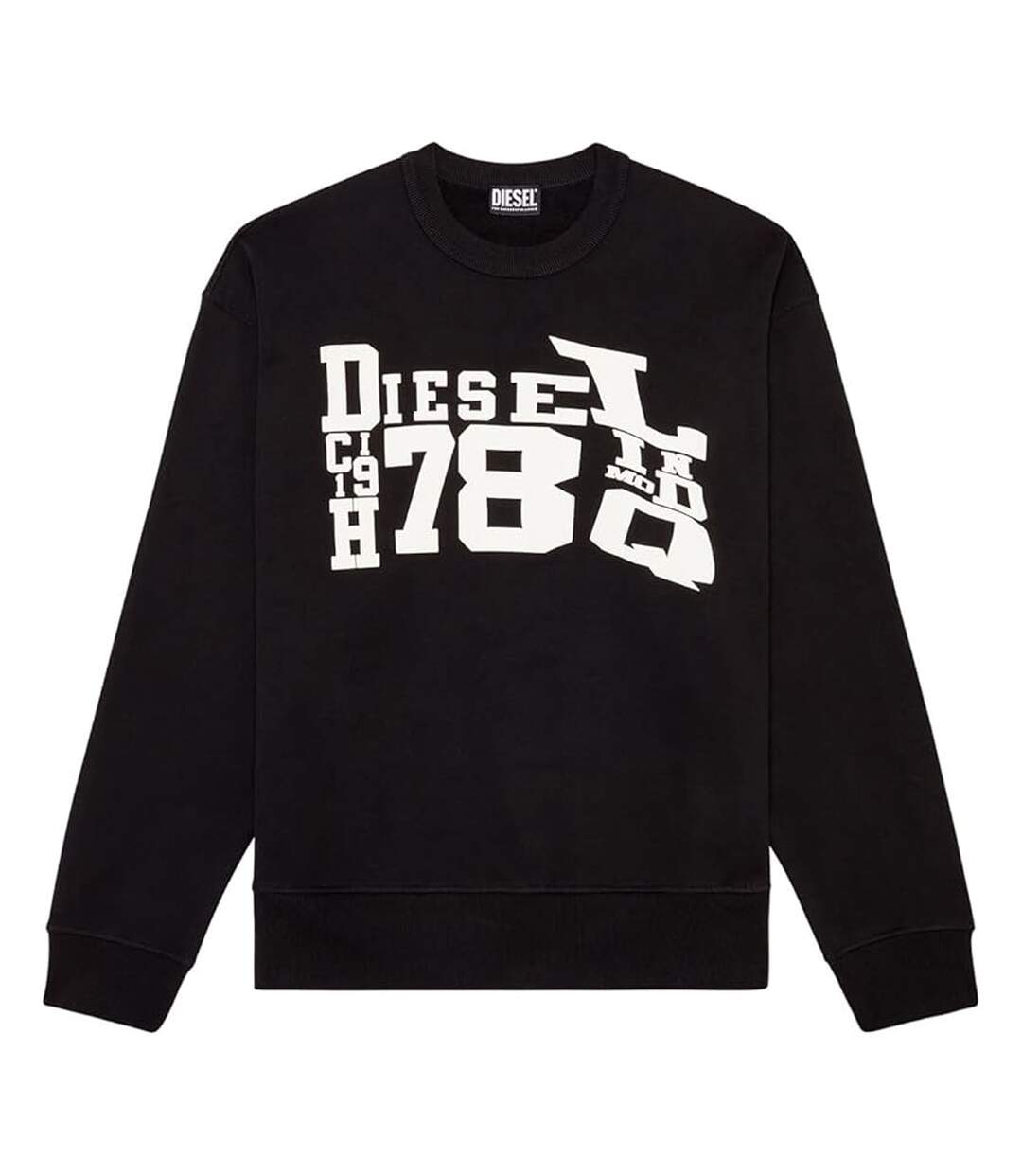 Unisex Adult Distorted Logo Sweatshirt Black Diesel-2