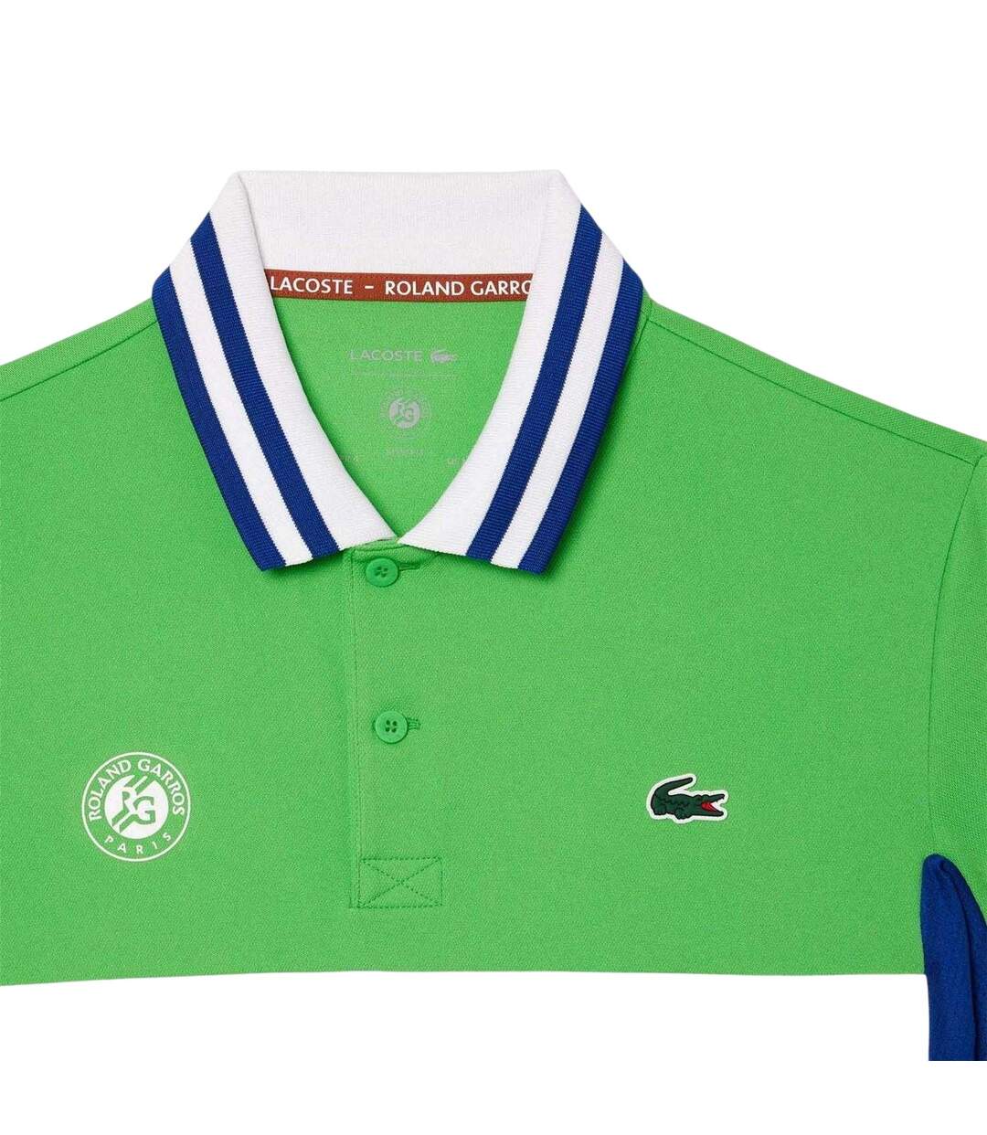 Mens Roland Garros Edition Striped Ultra Dry Slim Short-sleeved Tennis Polo Shirt Green Lacoste-3