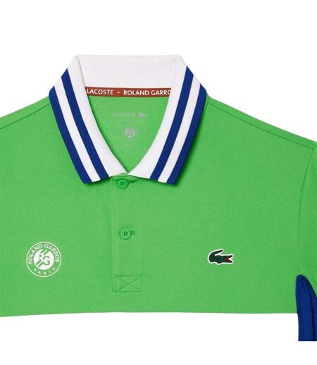 Mens Roland Garros Edition Striped Ultra Dry Slim Short-sleeved Tennis Polo Shirt Green Lacoste