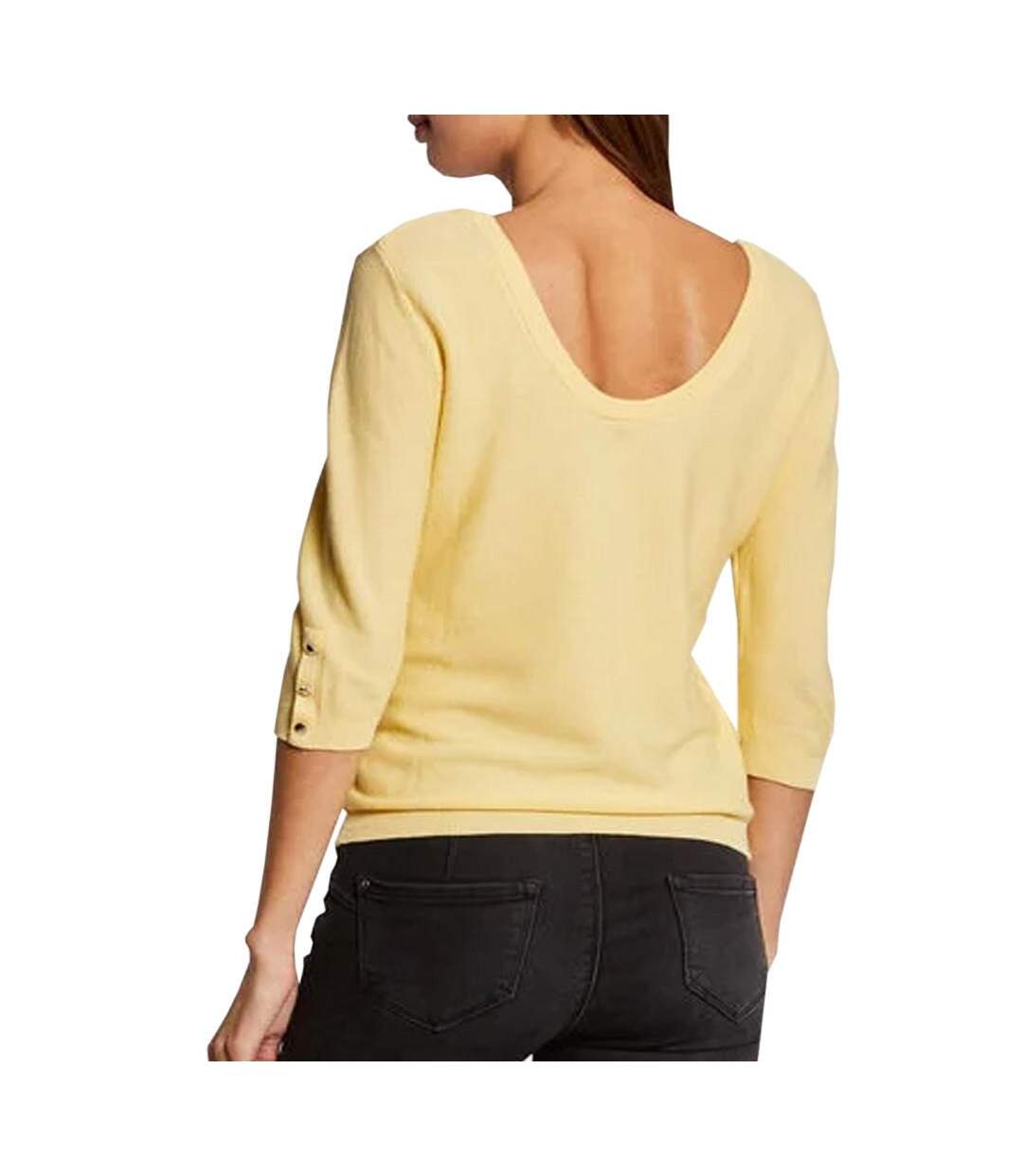 Pull Jaune manches 3/4 Femme Morgan Log - XS-2