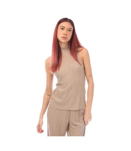 Womens/ladies cira plisse tank top mink Vero Moda