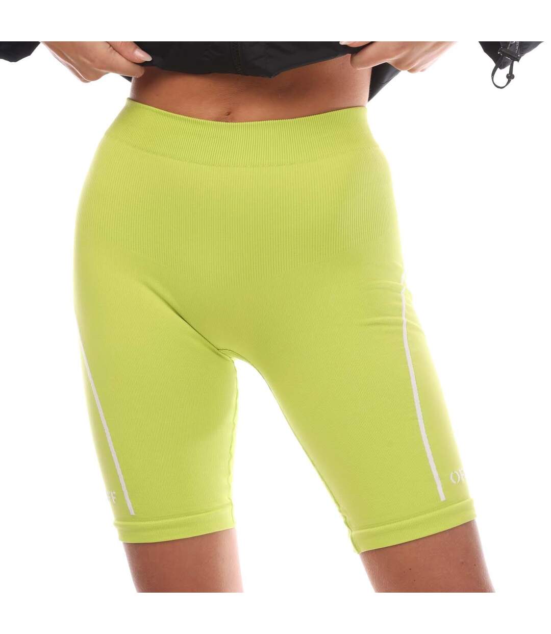 Womens/ladies Athl Seamless Shorts Green Off White-1
