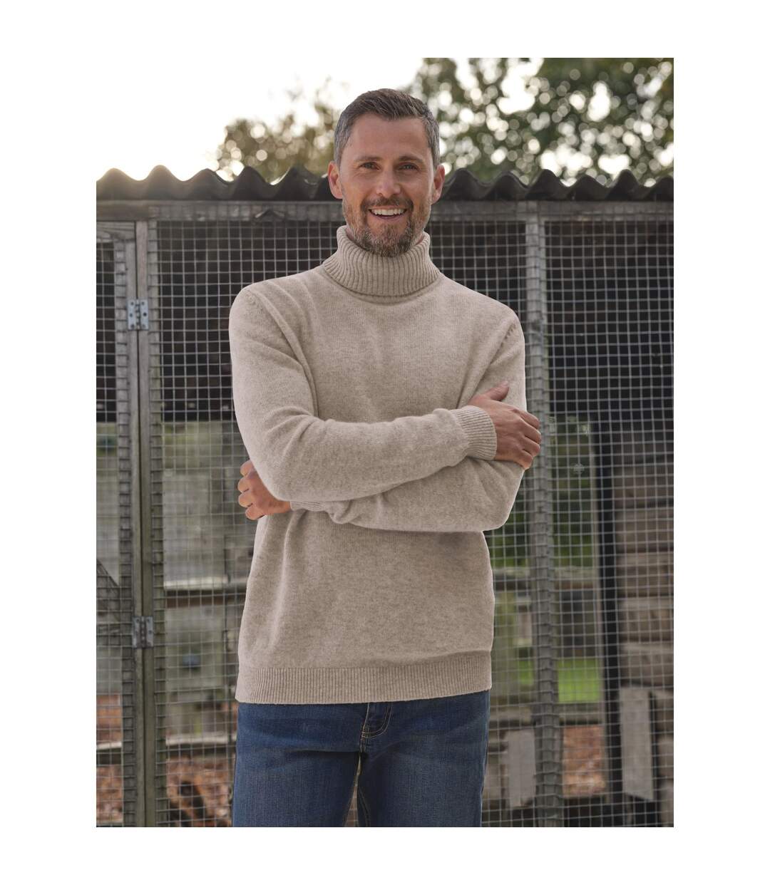 Chandail À Col Polo Pour Hommes Avoine Chiné WoolOvers-1