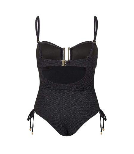 Womens/ladies Zebra Print One Piece Swimsuit Black Biba
