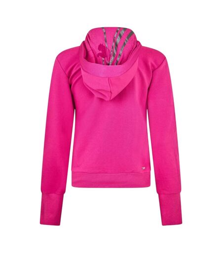 Womens/ladies V Neck Hoodie Pink Puma