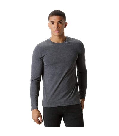 Mens long sleeve superwash 60c fashion fit tee dark grey marl Kustom Kit