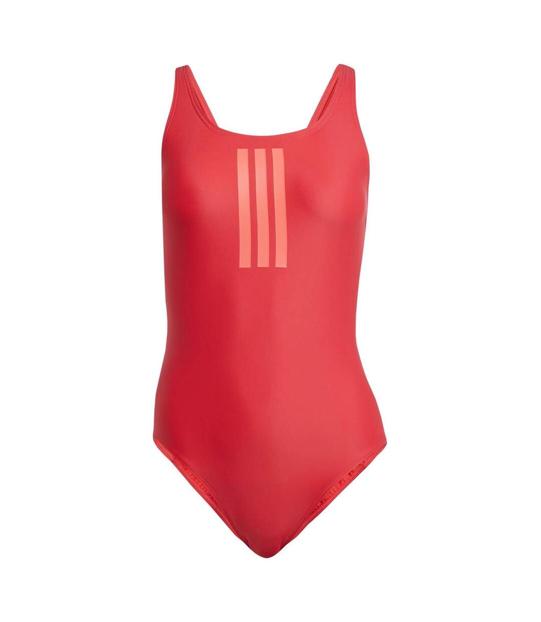 Womens/ladies Triple Stripe One Piece Swimsuit Ruby Red Adidas-2