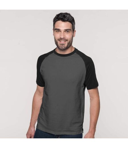 T-shirt de baseball à manches courtes  pour homme gris ardoise/noir Kariban