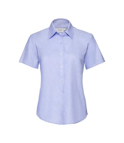 Russell Collection Womens/Ladies Oxford Short-Sleeved Shirt (Oxford Blue)