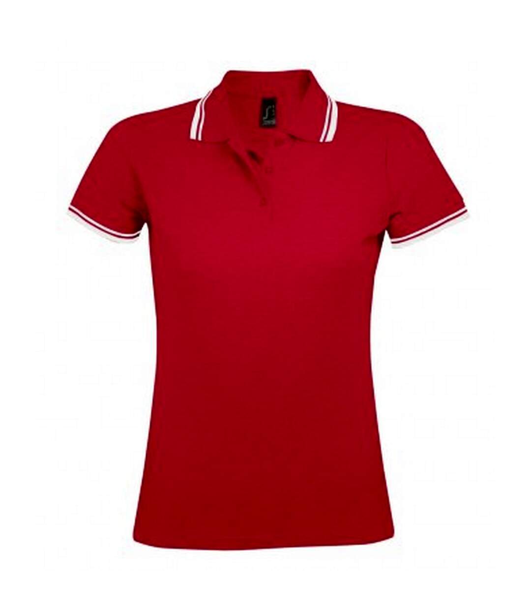 Polo manches courtes pasadena femme rouge/blanc SOLS