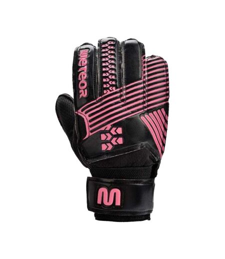 Childrens/kids Catch Goalkeeper Gloves Black Pink Meteor