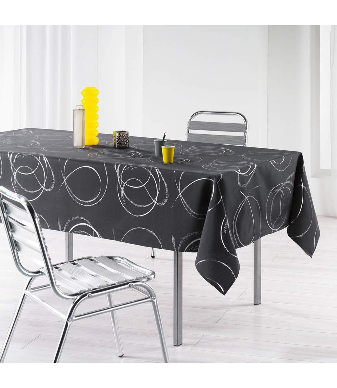 Nappe Imprimé Métallisé Bully 150x300cm Gris-3