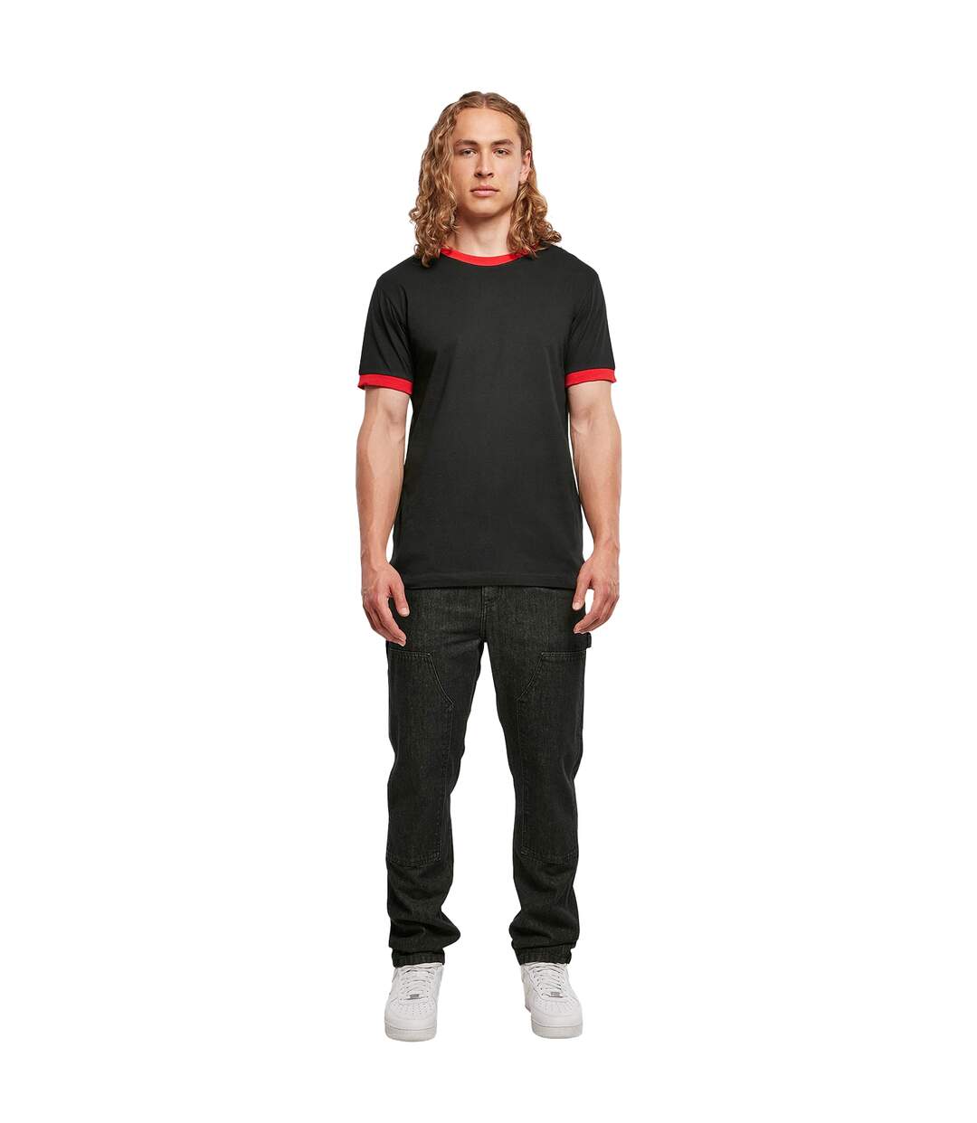 T-shirt Ringer Pour Hommes Fusain Cerise Build Your Brand-1