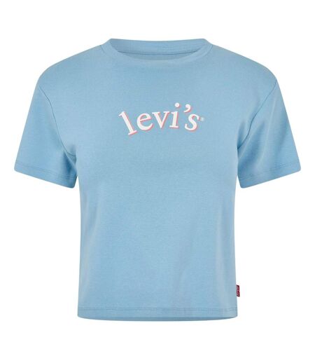 Womens/ladies Cropped T-shirt Blue Levis