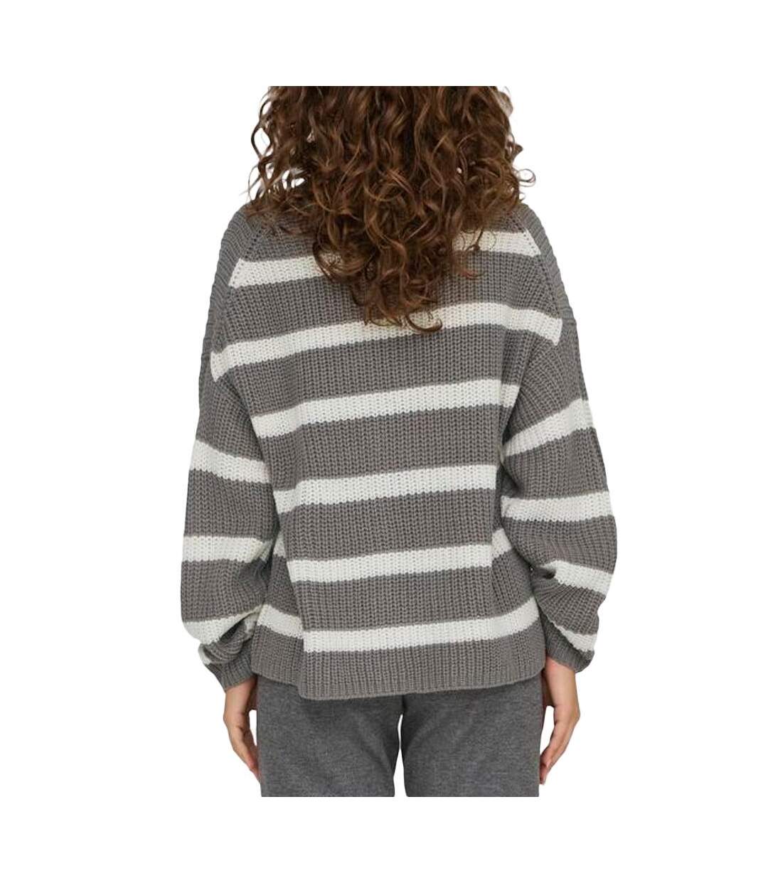 Pull blanc/gris femme jdy stripe pullover-2
