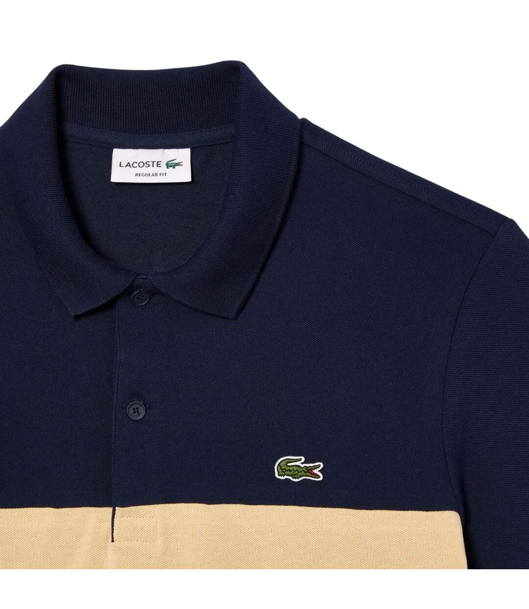 Mens Pique Stretch Regular Polo Shirt Navy Cream Lacoste-3
