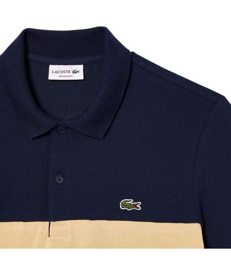 Mens Pique Stretch Regular Polo Shirt Navy Cream Lacoste