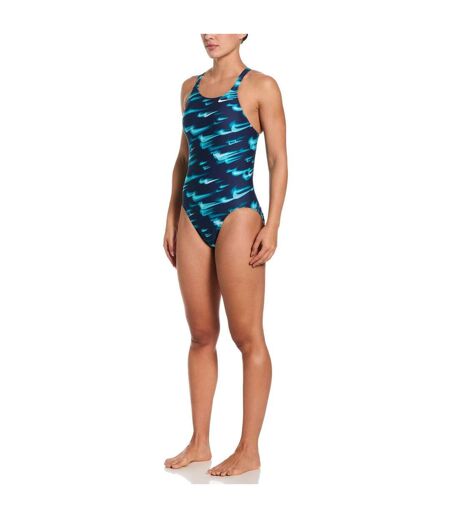 Womens/ladies Blur One Piece Swimsuit Green Nike